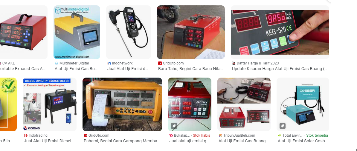 Berbagai alat uji emisi gas buang yang dijual di pasaran. Foto: kolasi google image