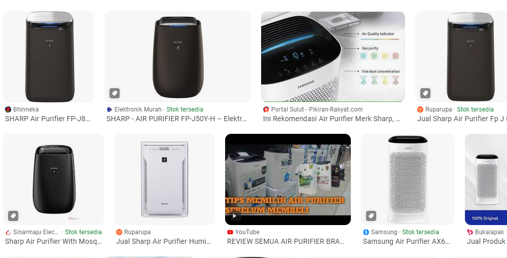 Aneka jenia air purifier di pasaran. Foto: Kolase google image